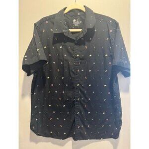 🔥 Taco Bell Short Sleeve Collared Button Down Employee Shirt Men's L Print Logo